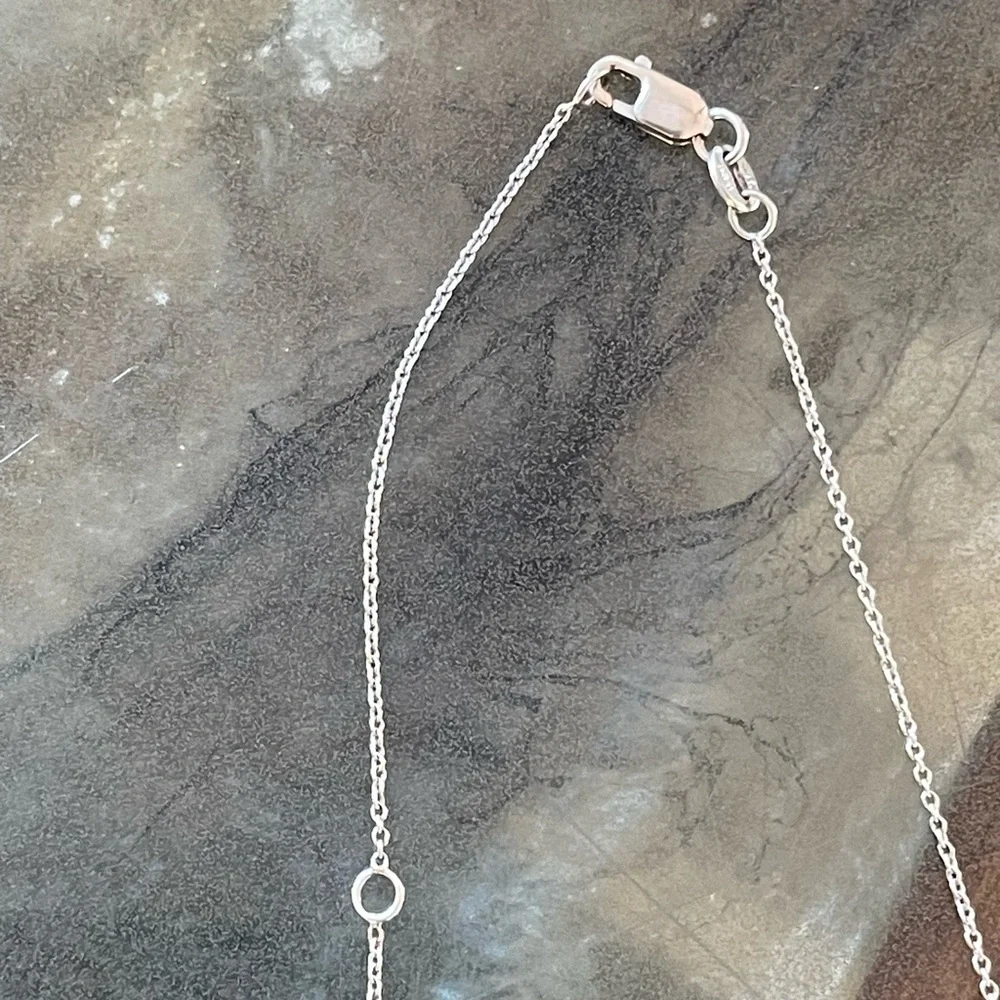 18K White Gold Diamond Initial “M” Necklace - Picture 5 of 7